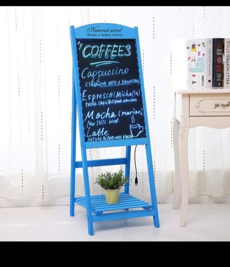 Easy Blue Wooden folding menu board, For Advertising