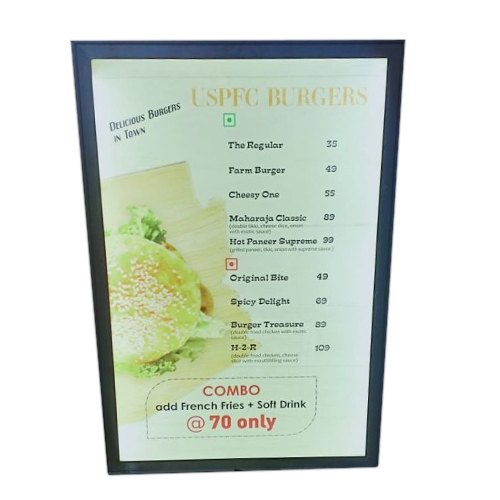 Aluminum Digital Menu Sign Board, For Hotel, Restaurant