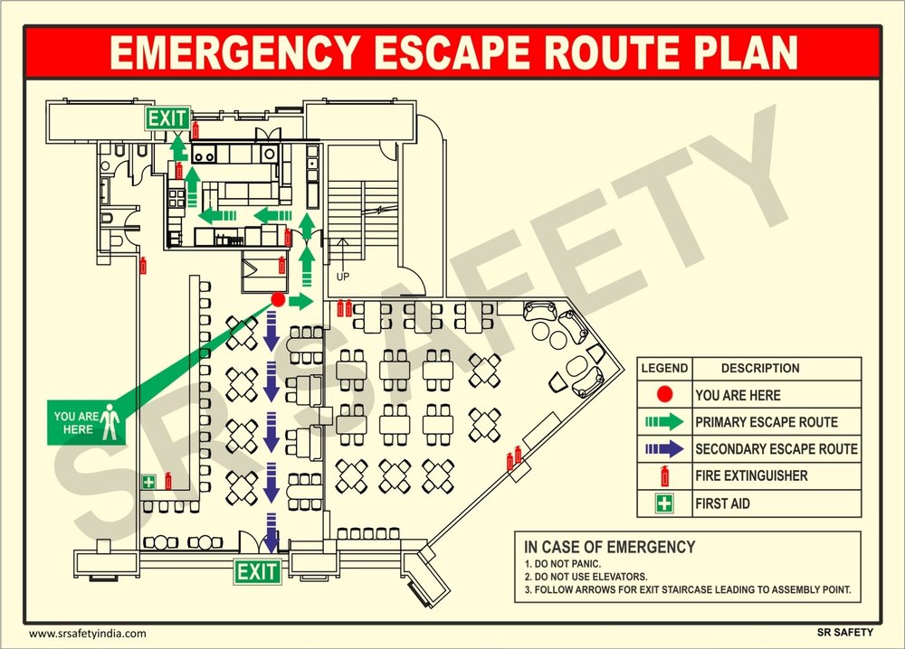 Wall Mounted Acrylic Emergency Evacuation Plan Board, For Office, A1