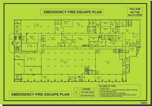 Green PVC Sheet with Self Glowing Sheet, Text Screen Printed Evacuation plan