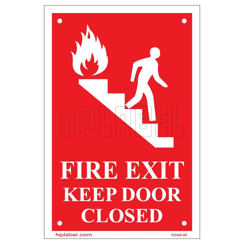 Rectangular Red 152448 Fire Exit Name Plates & Signs