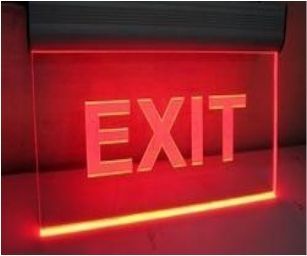 Acrylic Red Or Green Fine LED Exit Light Edge lite 3016 with Battery Backup, Size: 300mm(L)160(H)x32(W), Shape: Rectangle