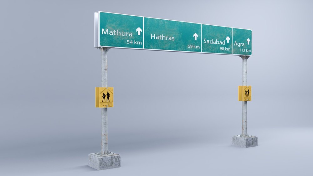 ACP Sheet Rectangular Highway Signs, Board Thickness: 4 mm