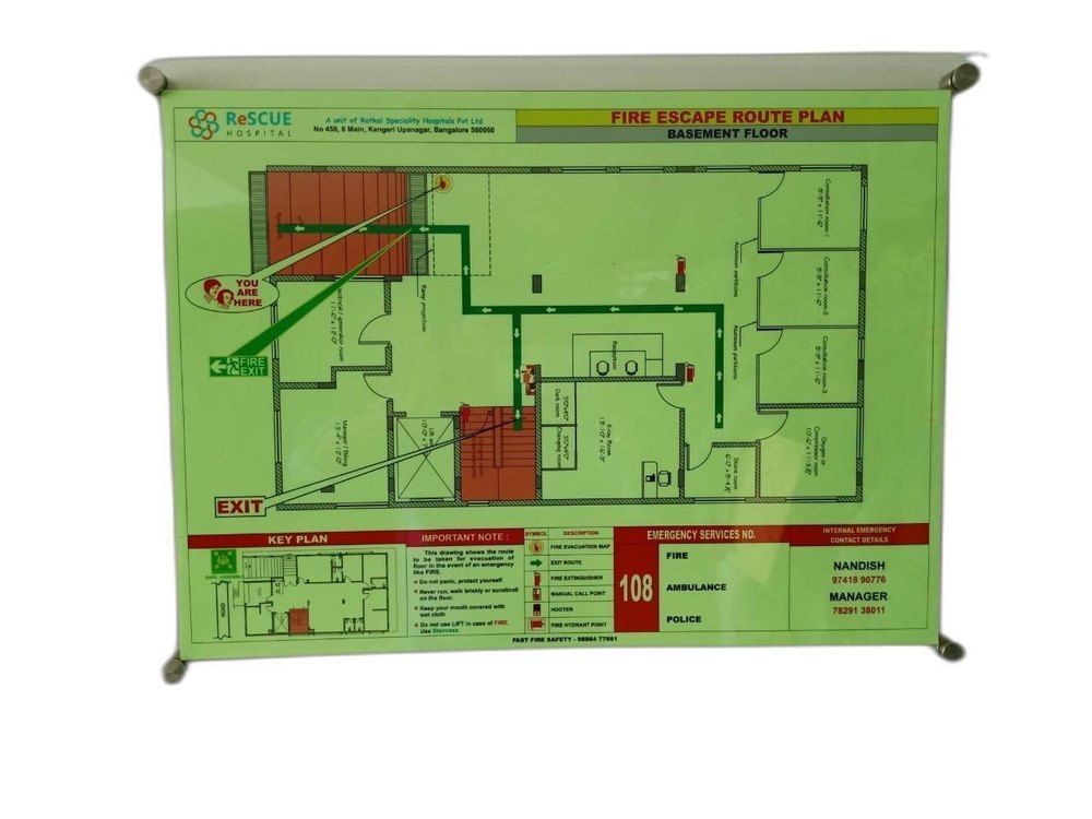 Fire Escape Route Plan A2 Size photoluminescent