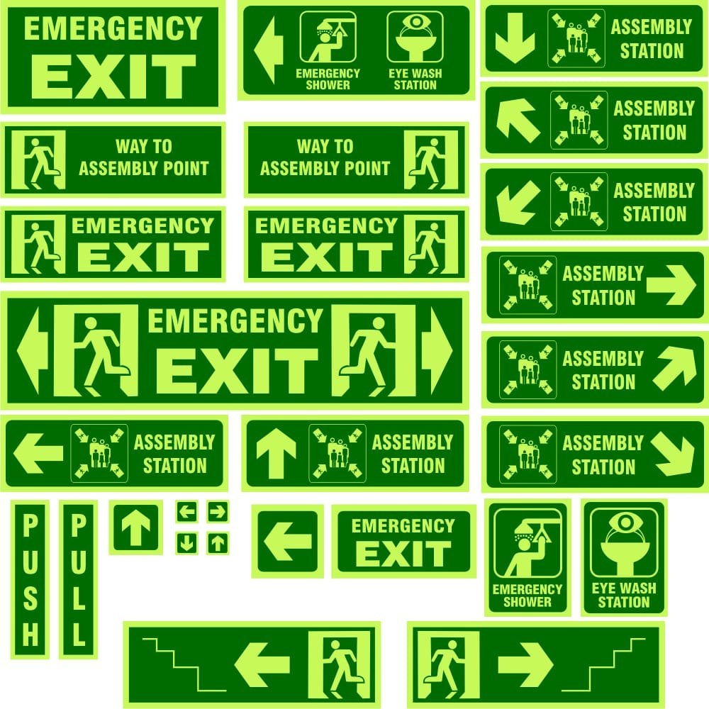 Rectangular Night Glow Photo Luminescent Safety Signage, For Industrial, Board Thickness: 3mm