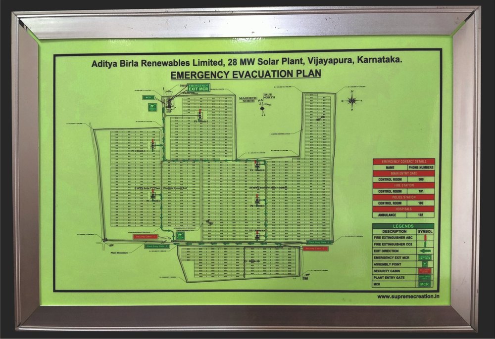 PVC Rectangular Fire Escape Signage, For Industrial, Board Thickness: 1.5 MM