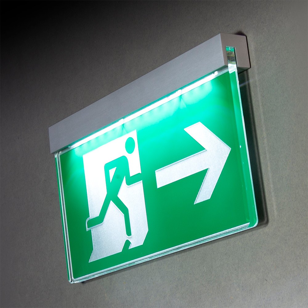 Aluminium and Acrylic Rectangular Exit Signage, Board Thickness: 5-10 Mm