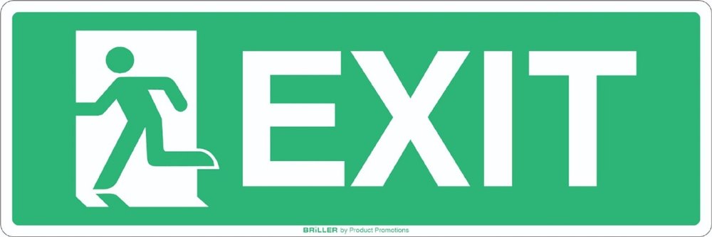 Green Glow in Dark Vinyl Emergency Exit With Escape Logo -Right, Size: 12x4 Inch