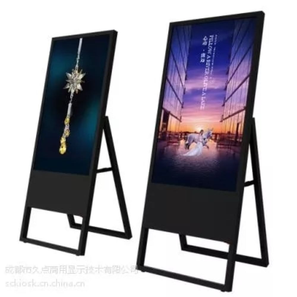 Stainless Steel Rectangle 43 inch Floor Standing Portable Digital Signage