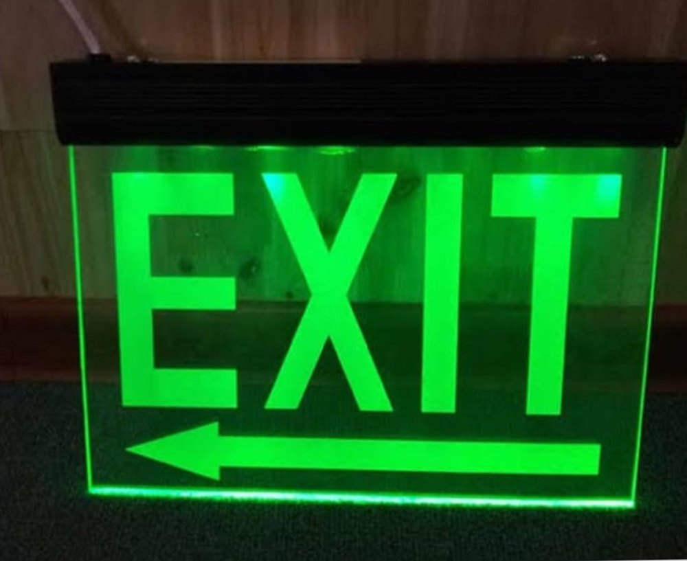 Green Exit Light Sign, Cabinet: Acrylic Sheet, Size 6 X12 Inch