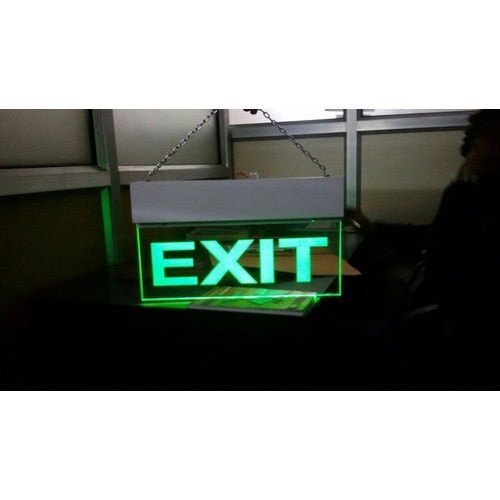 Green Exit Lights With Batter Backup, Cabinet: Plastic, 6*12 Inch