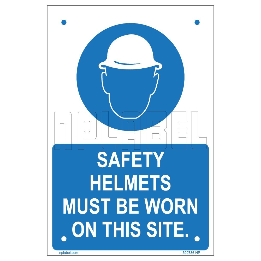 Rectangular 590736 Safety Helmets Sign Name Plate