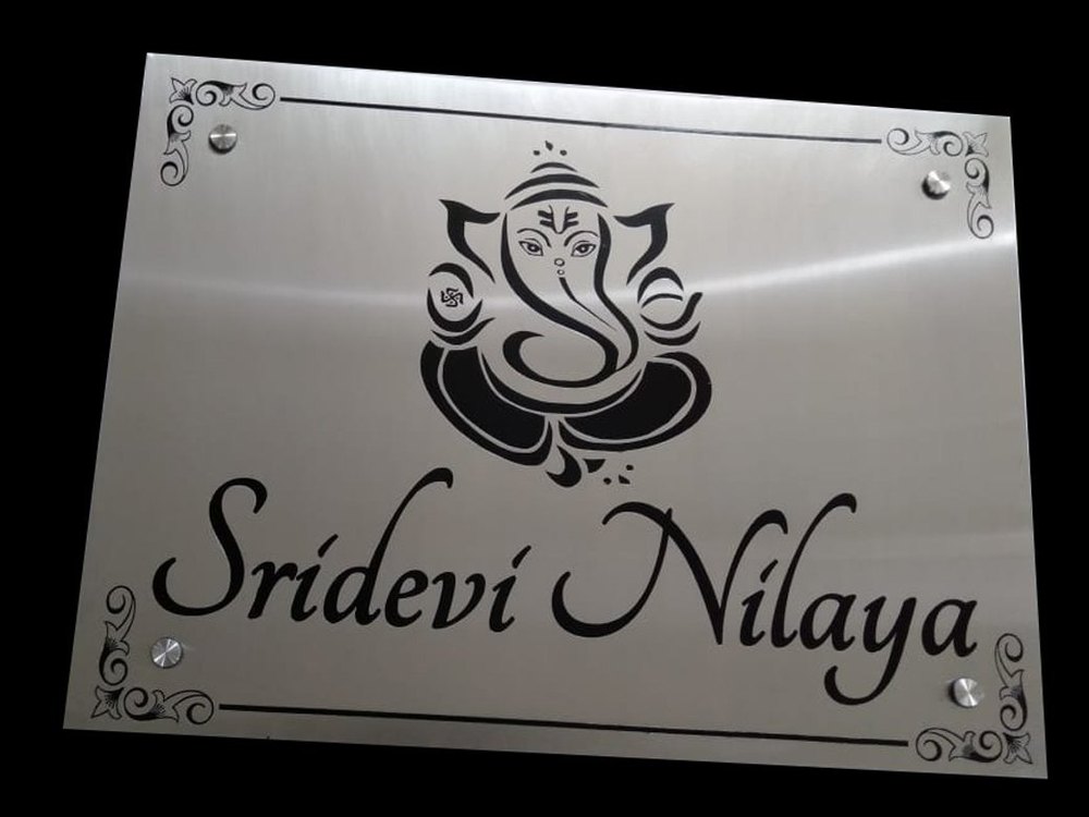 Grey Steel Name Plate