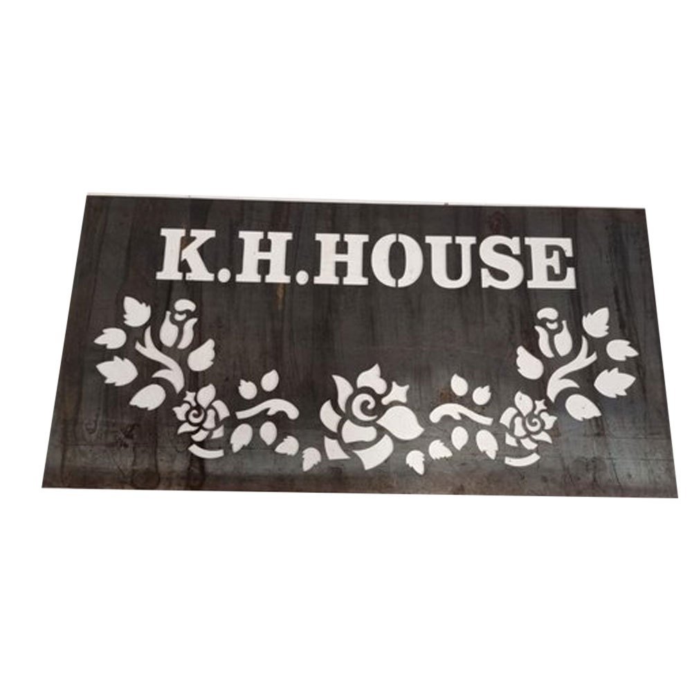 Black Laser Cut House Name Plate, Wall Mounted