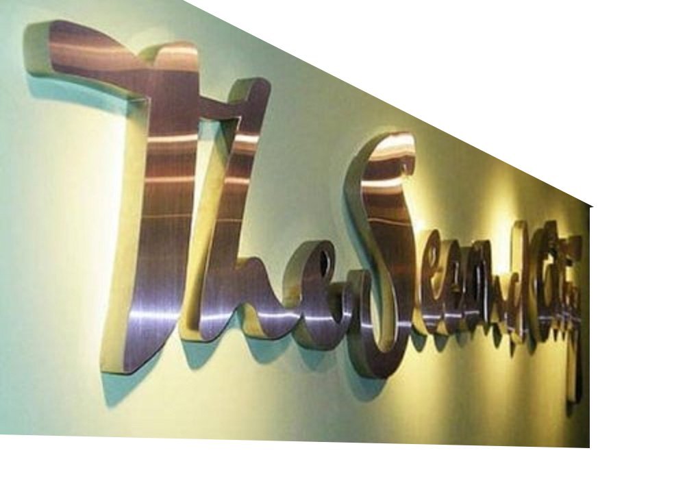 Golden Brass Letters Sign Board, Rectangular, Installation Type: Wall Mounting