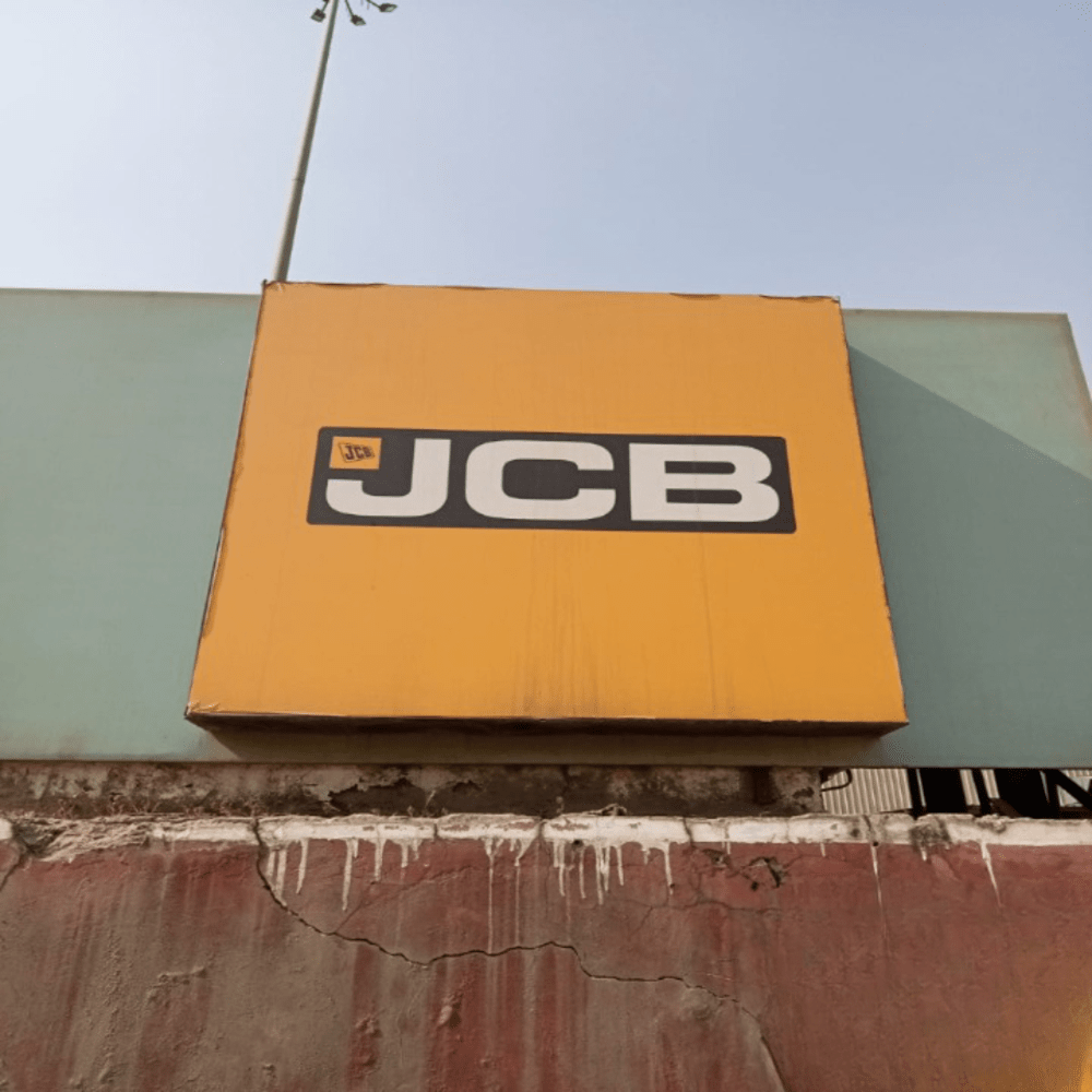 Stainless Steel Vinyl JCB Promotional Banner Board, Shape: Square, 8 Kg