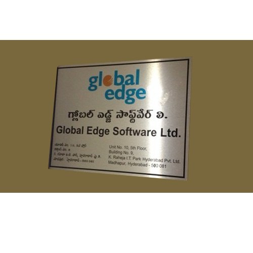 Rectangular Stainless Steel Etching Sign Board, For Office