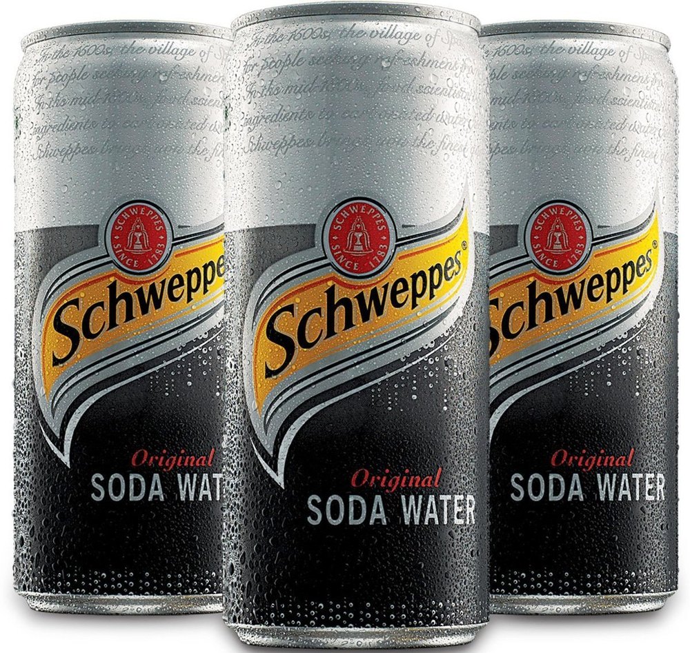 White Schweppes Original Soda Water 300 ml ( 1 X 24 Can), Liquid