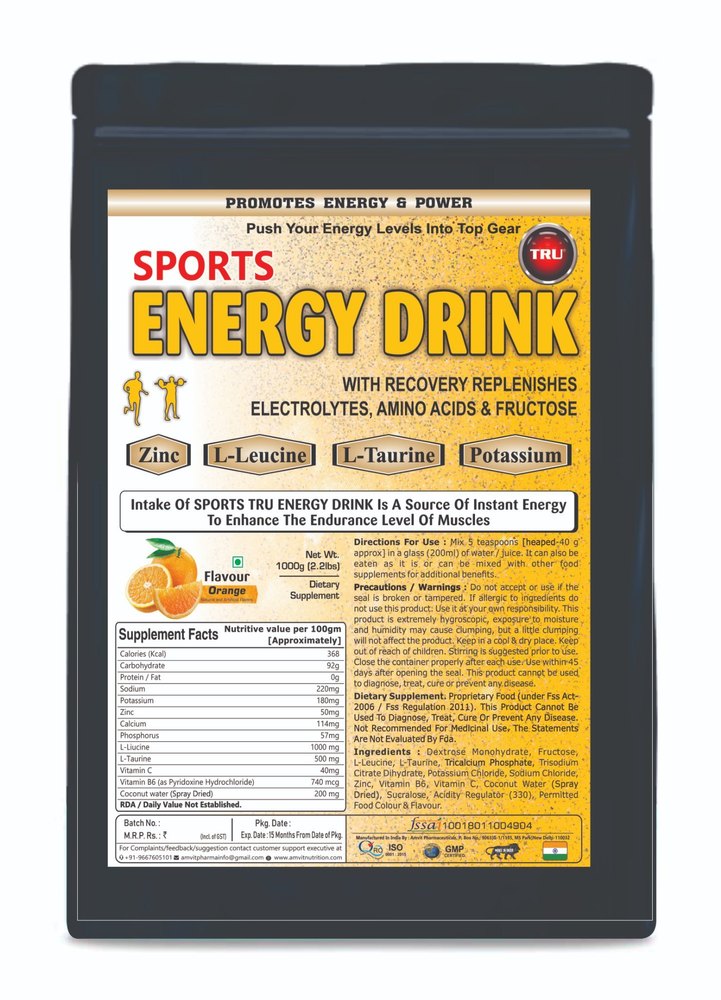 TRU Orange Sports Energy Drink, Packaging Size: 1kg