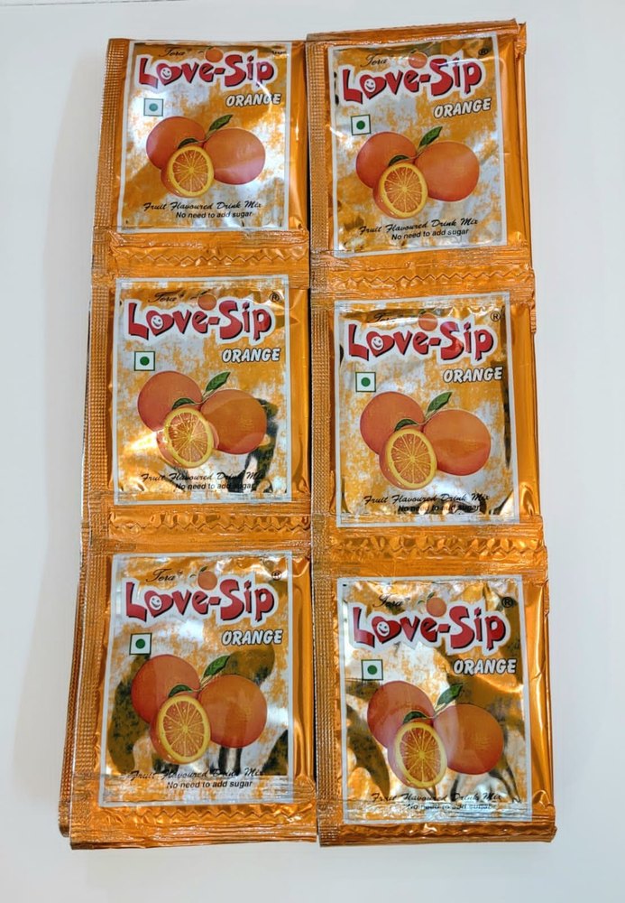 Love Sip Yellow Orange Instant Soft Drinks Concentrate, Packaging Type: Packet