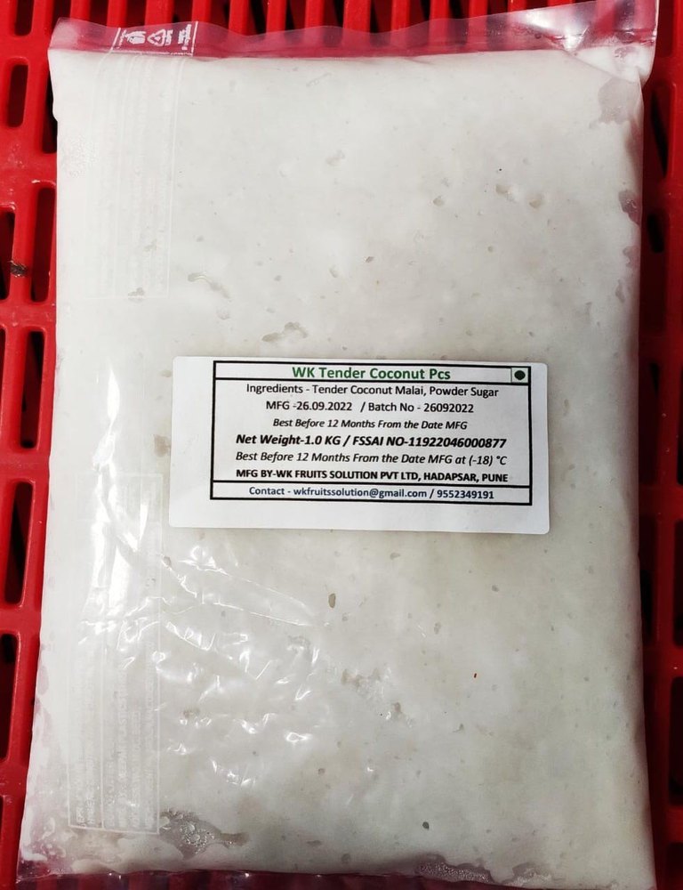 Cloudy White Frozen Tender Coconut Malai, Packaging Size: 1 Kg, Packaging Type: Polythene Bags