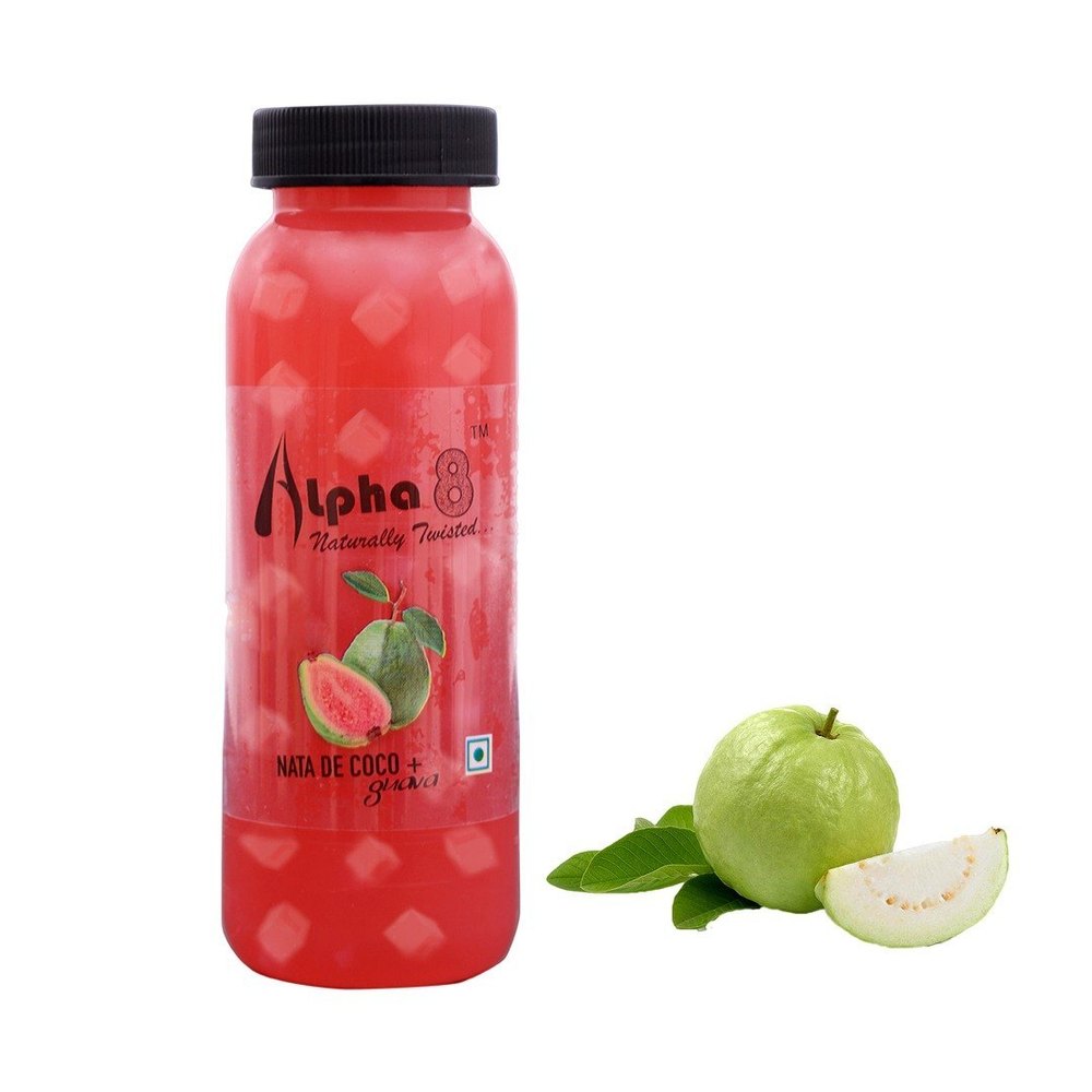 Bottle Redish Pink Alpha 8 Guava Juice With Nata De Coco 200ml