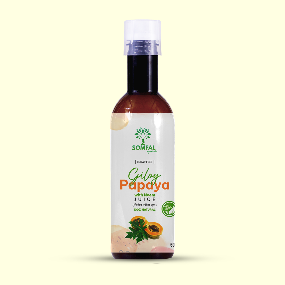 SOMFAL AYURVEDA ORGANIC GILOY PAPAYA JUICE - WITH NATURAL INGREDIENTS FOR FEWER