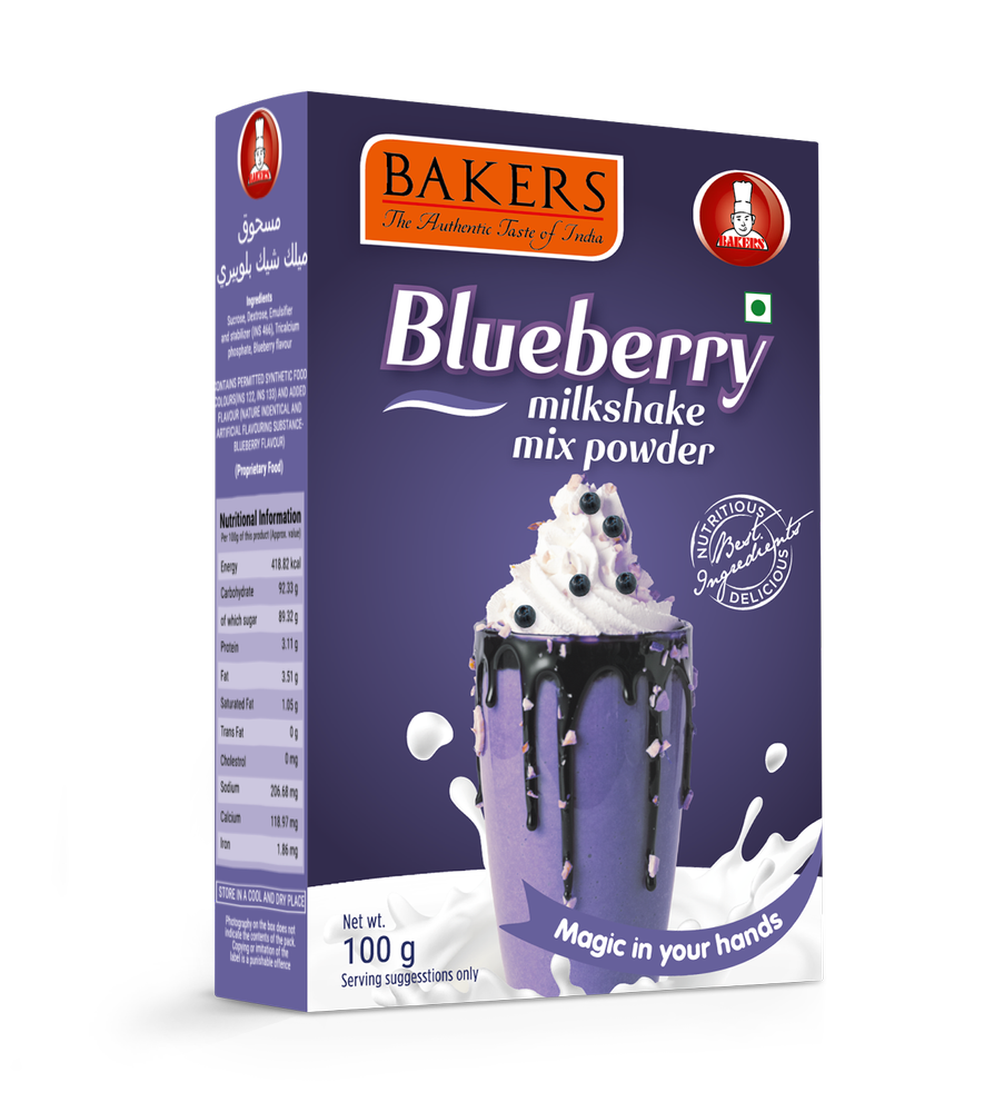 Bakers Blueberry Milkshake Mix Powder, Packaging Size: 100g