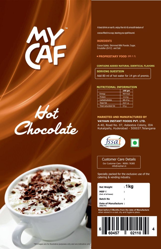 MY CAF Hot Chocolate Premix, Pack Type: Packet, Pack Size: 1 Kg