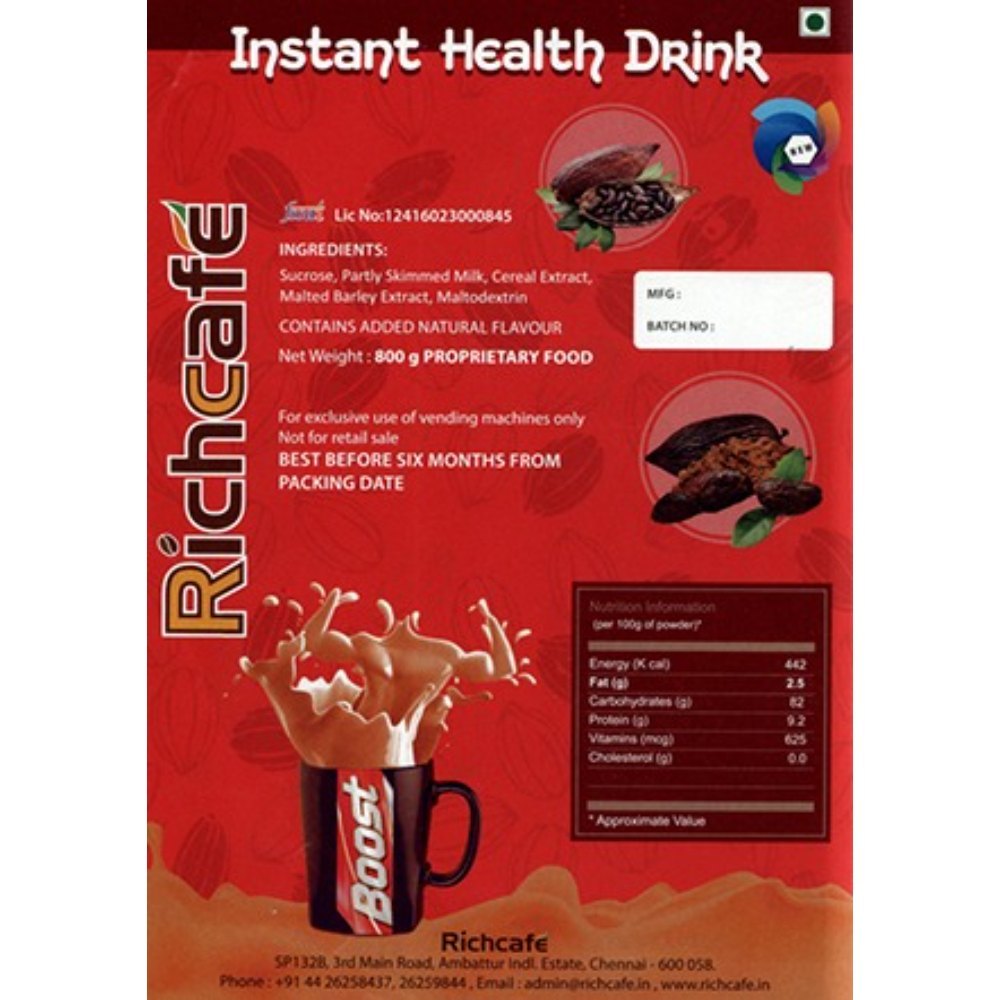 Richcafe Instant Health Hot Chocolate Mix, Packaging Size: 800G, Packaging Type: Packet