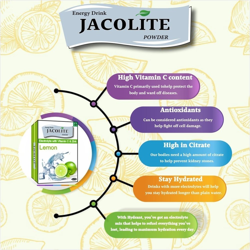 JACOLITE Lemon Instant Energy Drink Powder, Packaging Type: 100 Gm