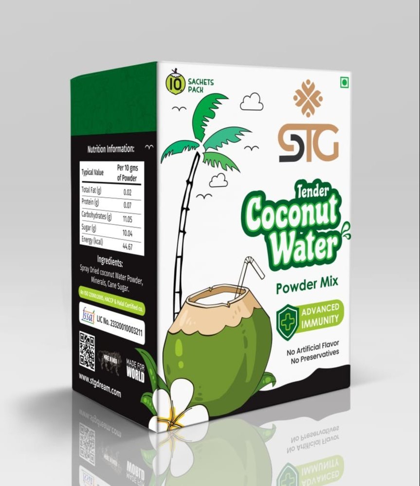 STG Instant Tender Coconut Water Powder Box Pack Of 10 Sachet, Packaging Type: Monobox