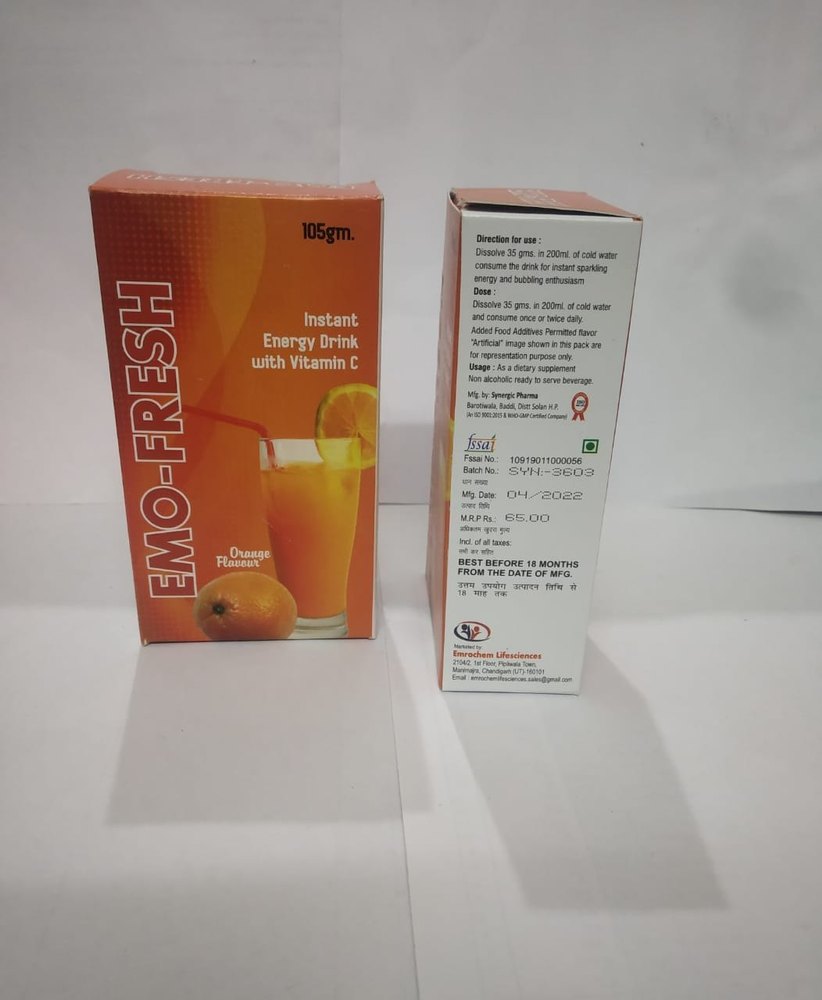 Emo-Fresh Instant Energy Drink With Vitamin C, Packaging Size: 105 gm, Packaging Type: Box