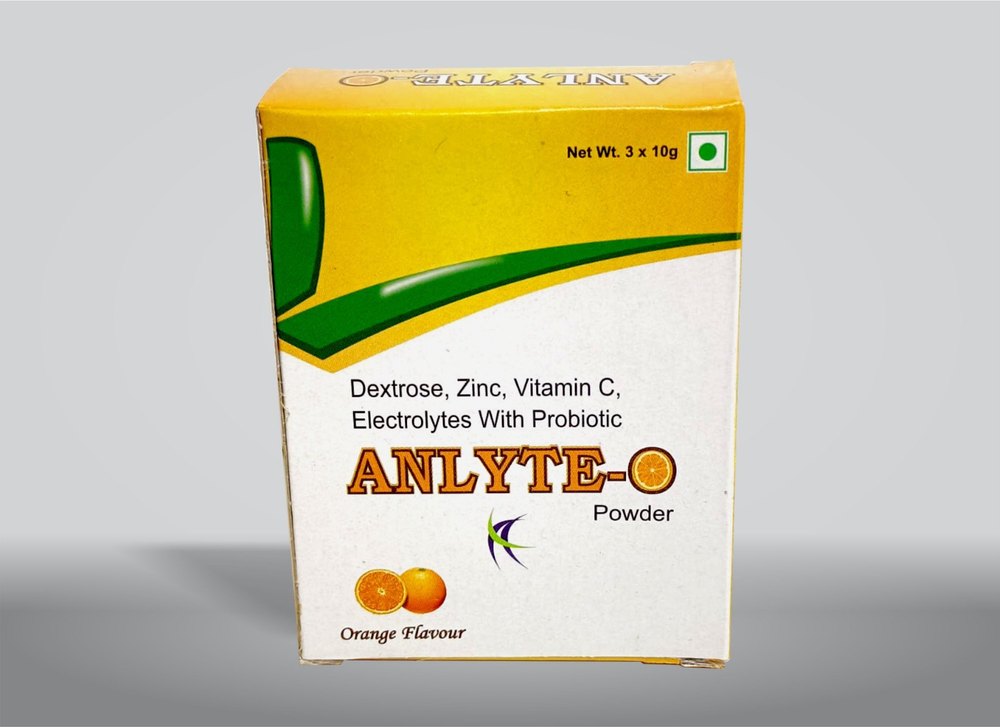 Orange Anlyte Dextrose Zinc Vitamin C Electrolytes Probiotic Powder, Packaging Size: 3 x 10 gm, Packaging Type: Box