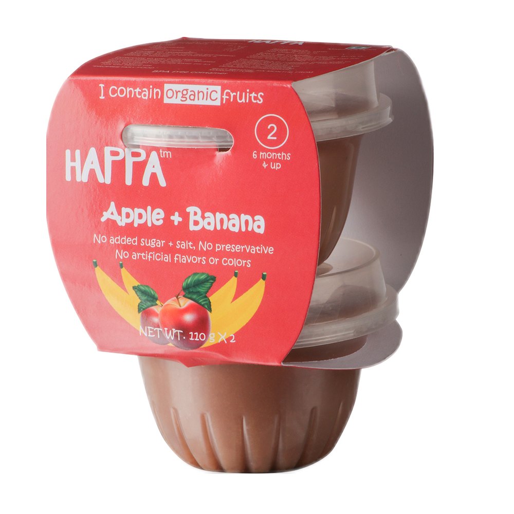 Happa Organic Apple And Banana Puree, Pack Size: 110 gm