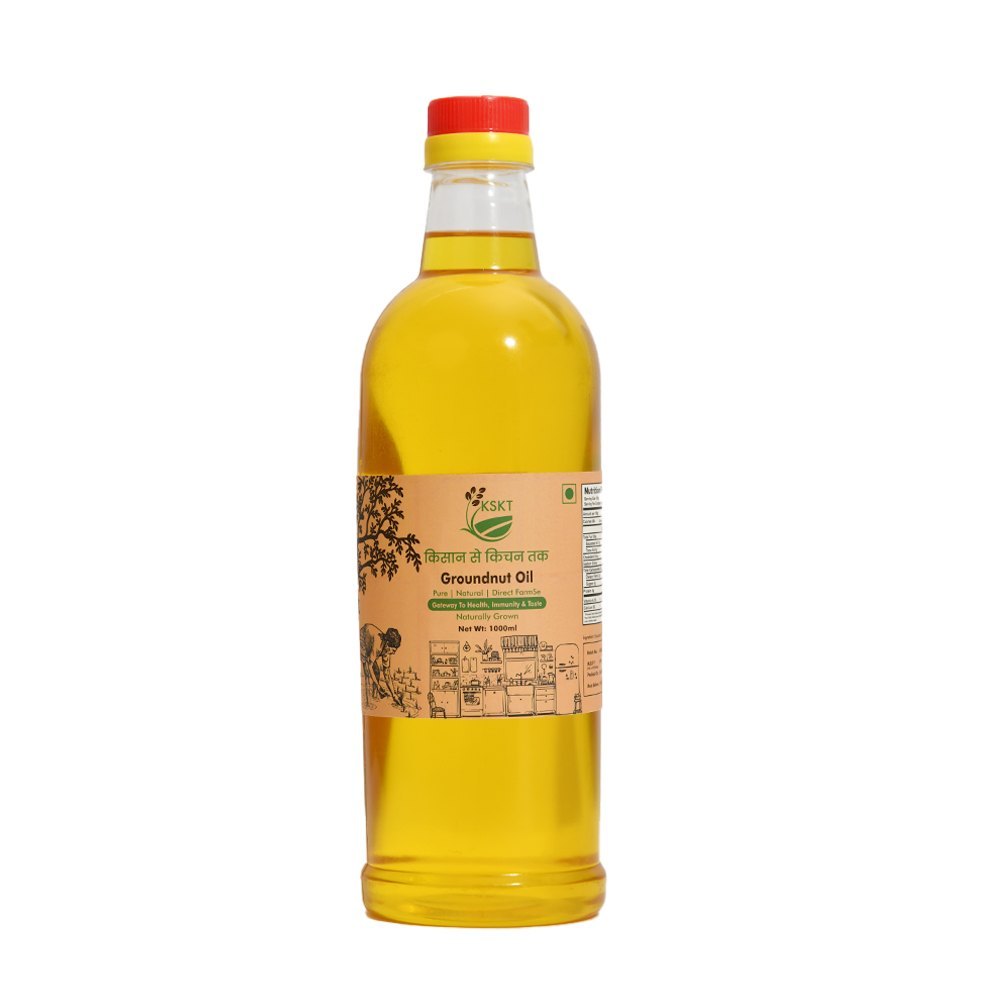 Lowers Cholesterol KSKT Organic Groundnut Oil, Packaging Type: Plastic Bottle, Packaging Size: 1 litre