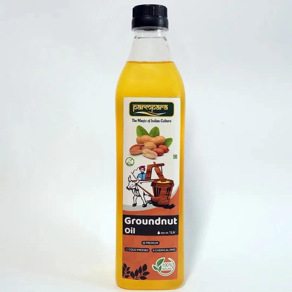 Liquid Lowers Cholesterol Parmpara Organic Groundnut Oil, For Cooking, Packaging Size: 1 litre