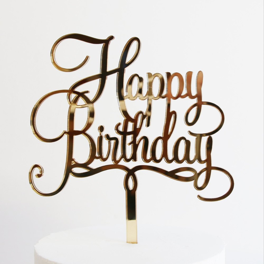 White Happy Birthday Cake Topper, Packaging Type: Box