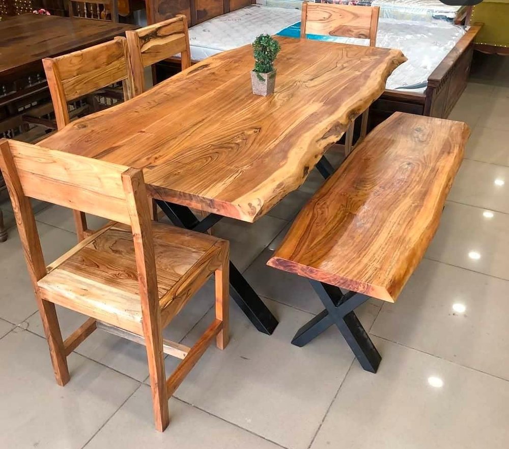 Square Natural Wooden Dining Set, For And Restaurant, Size: 48*30*30 Inch