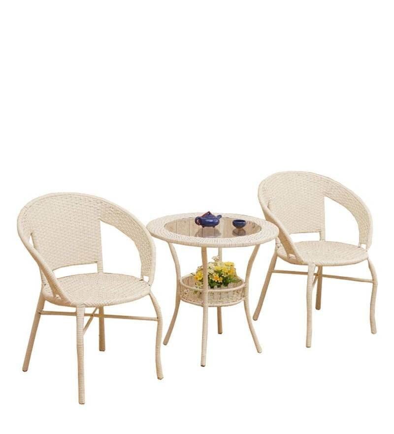 Wooden Tea Table Chair Set For 2 Seating