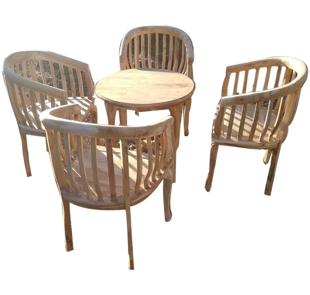 Brown Wooden Cafe Chair Table Set