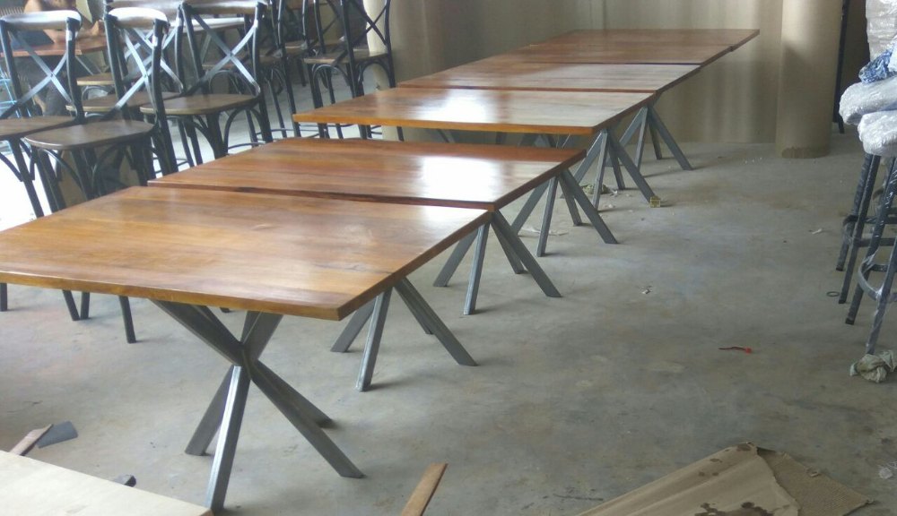 Wooden, Steel Mebel Rectangular Cafe Table