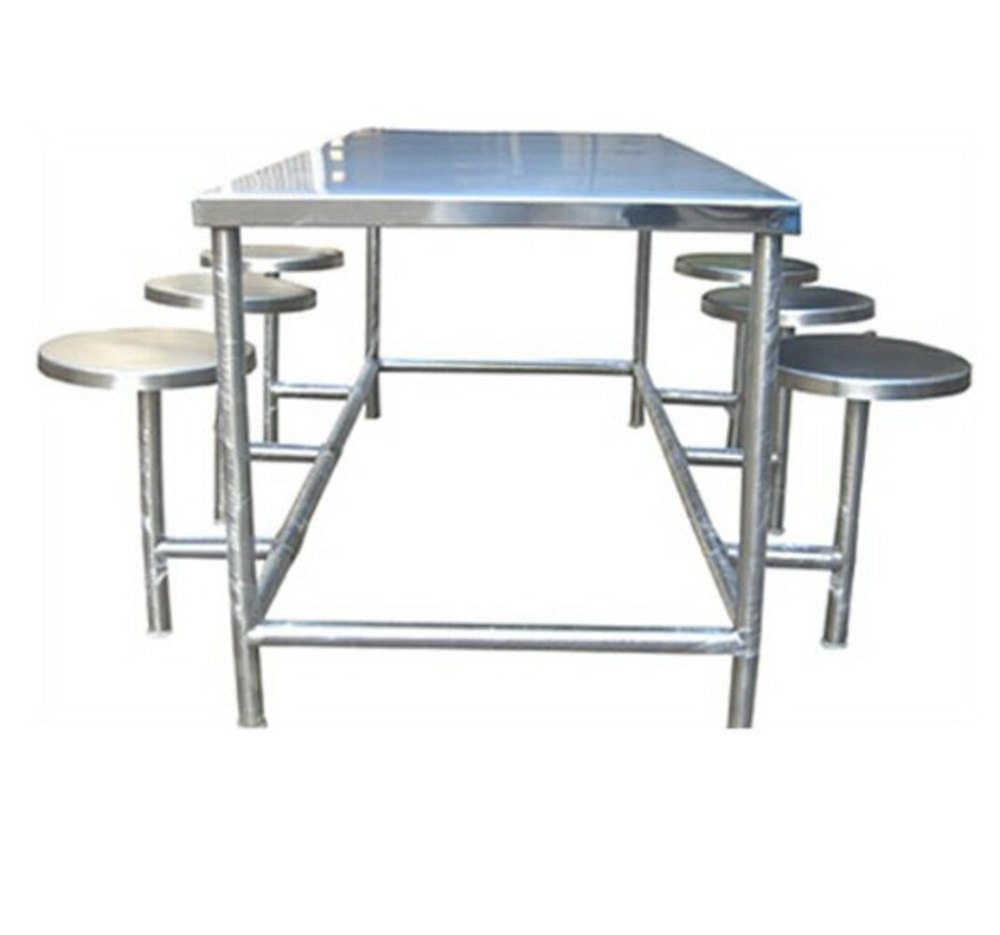 Silver Rectangular Restaurant Canteen Table