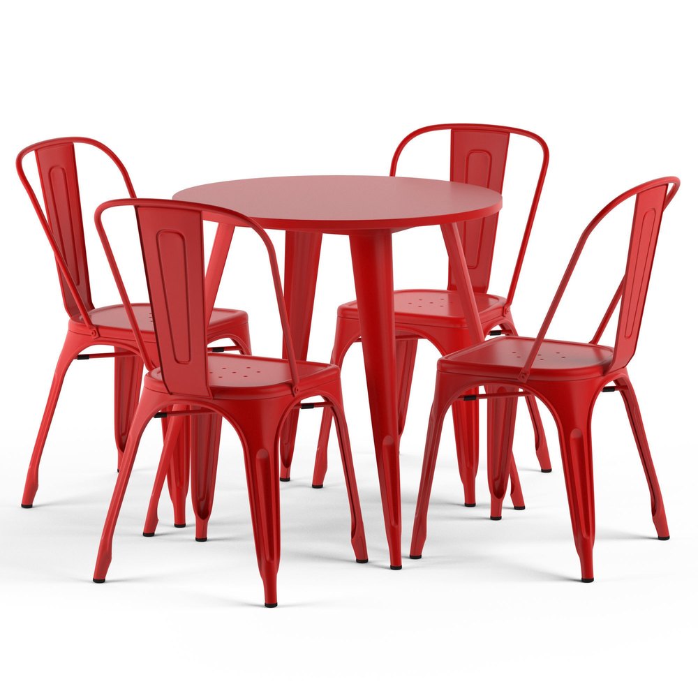 Metal Red Cafe table with chair set, Seating Capacity: 4