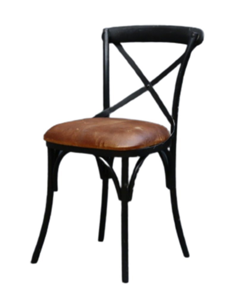 Standard Black Metal Iron X Back Dining Chairs, For Restaurant