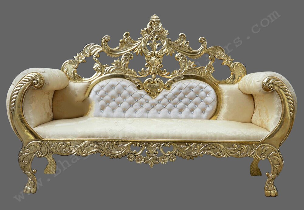 Wood White Gold Color Wedding Sofa