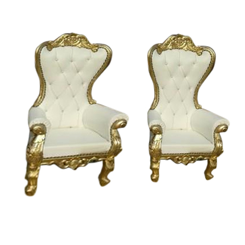 White and Golden Raja Rani High Back Chair