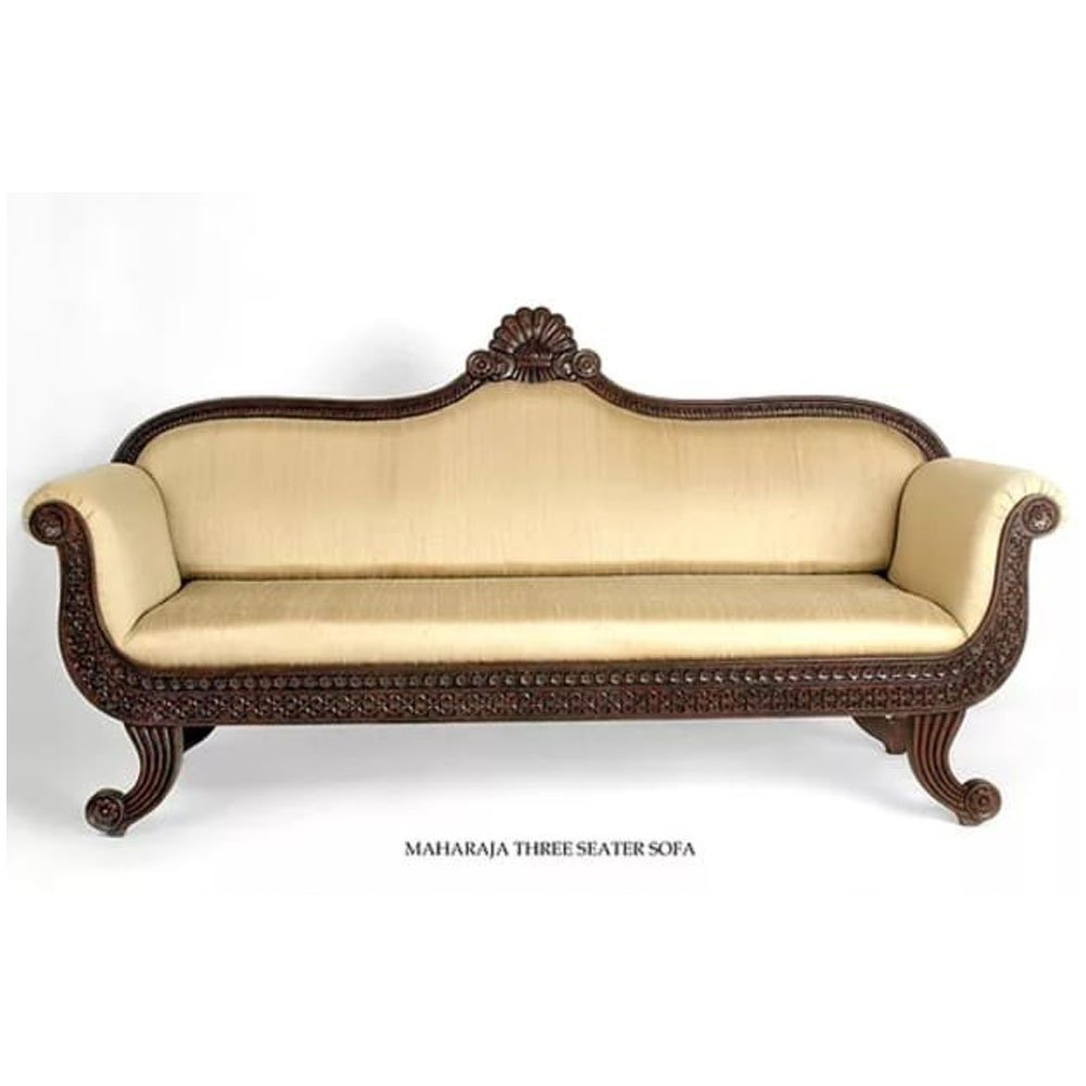 Teak Wood Wooden Maharaja Three Seater Sofa