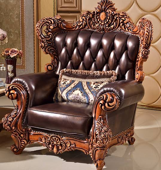 Antique Brown Wooden Carving maharaja chair, For Home, Back Style: Cushion