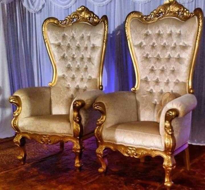 Golden Wooden Maharaja Chair, Size: 4ft Hight 1.5ft Setting